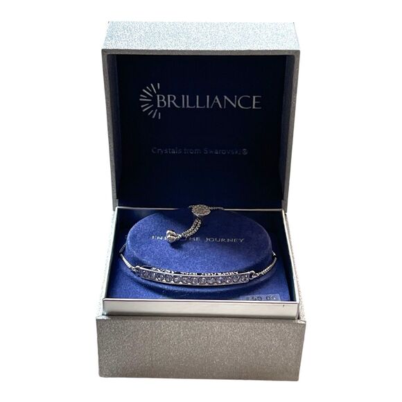 NIB Swarovski Bracelet Brilliance Silver Plated Crystals 'Enjoy The Journey' - Picture 4 of 6